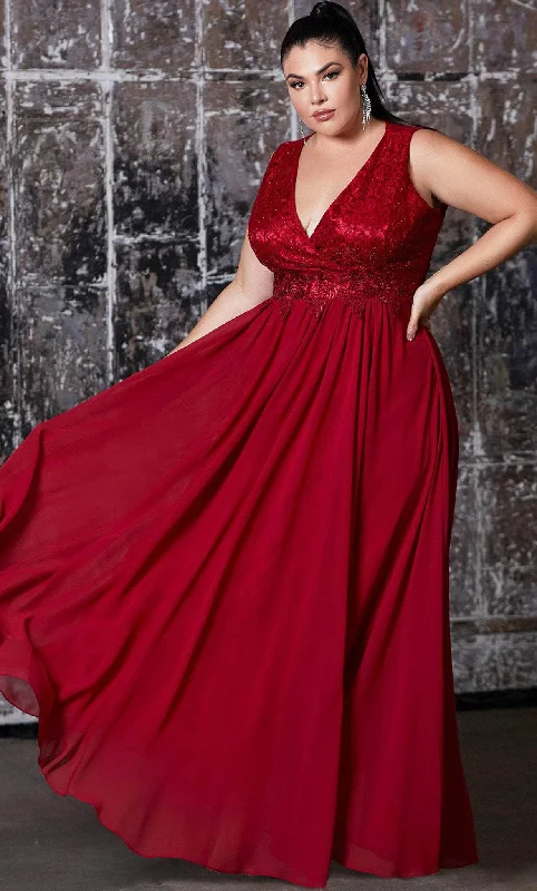 Ladivine S7201 - Deep V-Neck Gown