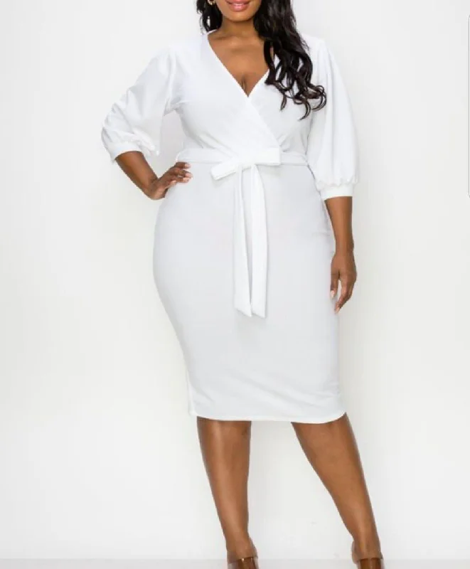 Latoya V-Neckline Dress-White