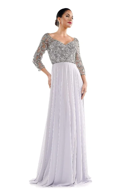 Marsoni by Colors - MV1042 Beaded V-Neck Chiffon Evening Gown