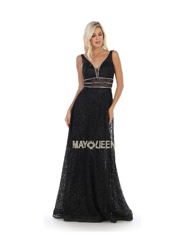 May Queen MQ1623 - Ornate V-Neck Evening Dress