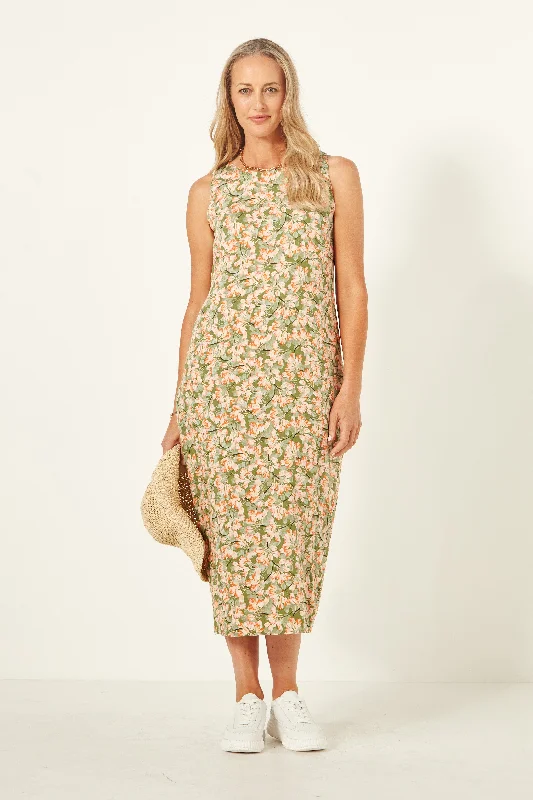 Mimi Dress Green Tulips