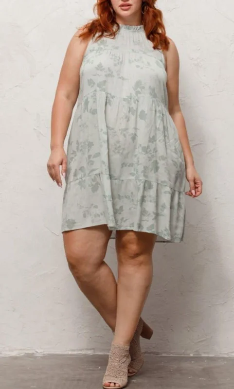 Mint Bomb Halter Dress-Sage