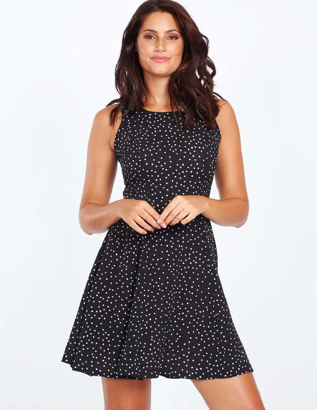 Sleeveless Polka Dot Fit & Flare Dress