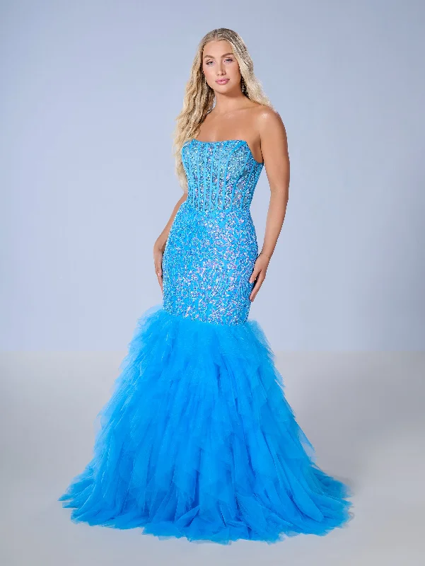 Strapless Ruffled Mermaid Dress by Tiffany Designs 16165