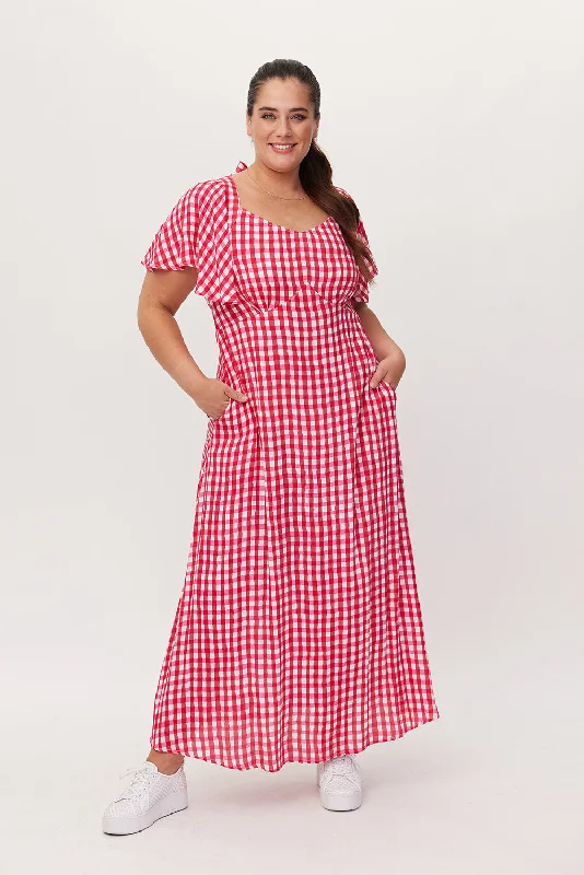 Sylvia Dress Cerise Check