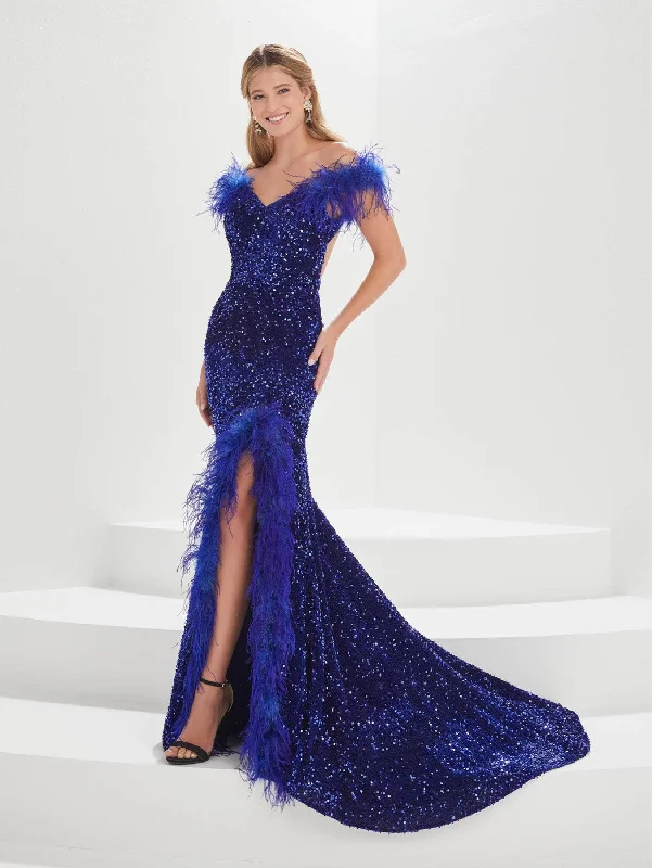 Tiffany Designs - 16004 Feather Details Evening Dresses