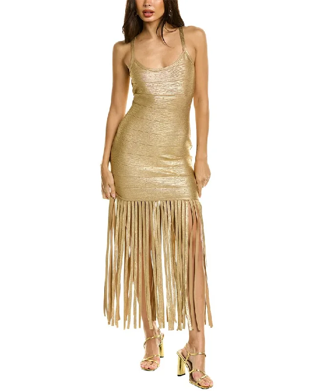 Bebe Foil Bandage Maxi Dress