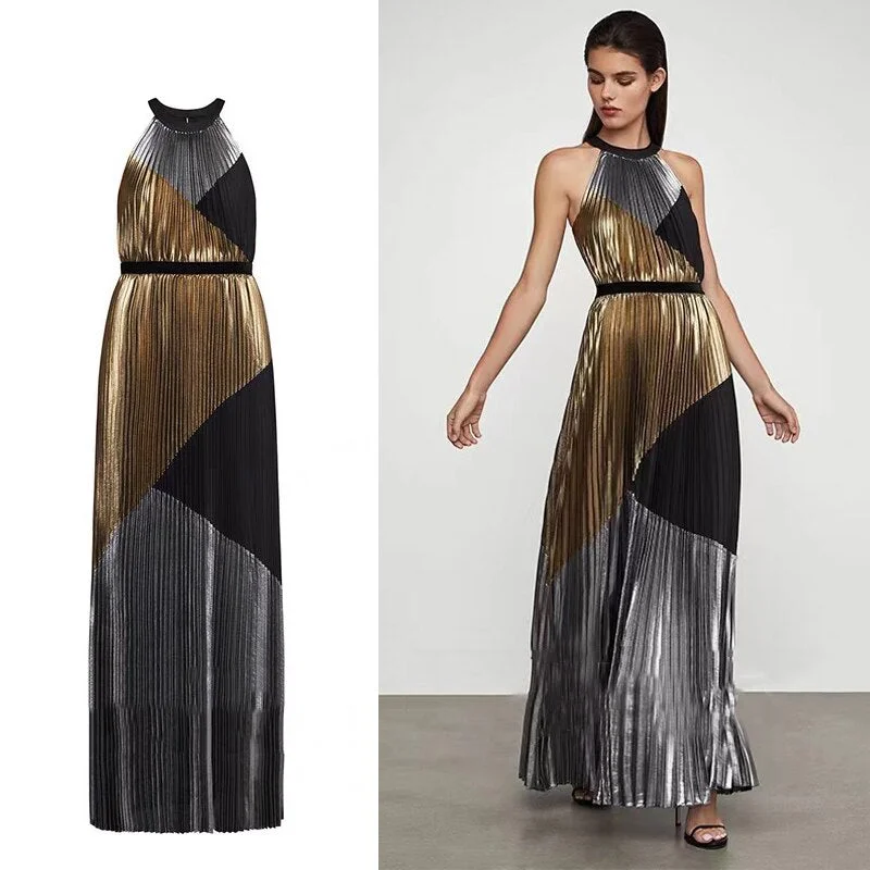 Fashion women pleated long dress