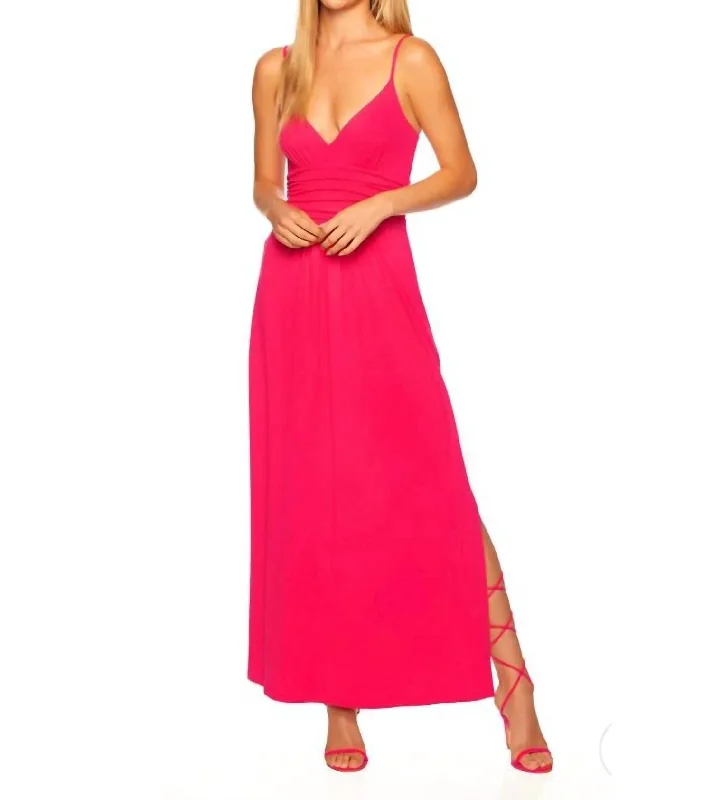 Gathered Maxi Dress In Watermelon