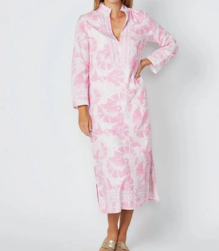 Long Sleeve Caftan In Pink