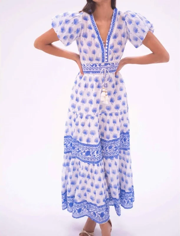 Molly Maxi Dress In Blue/white Print