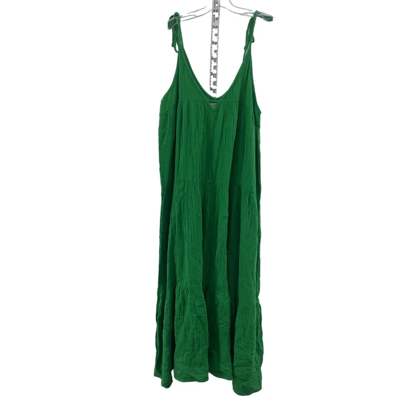 Natural Life Bright Green Cotton Sundress Women's Long Tank Dress Size M