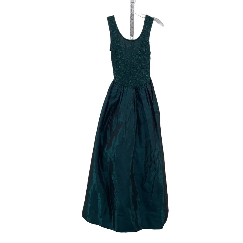 NWT Vintage USA Jessica McClintock Gunne Sax Women's Green Maxi A-Line Dress 3/4