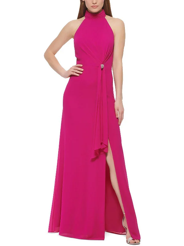 Womens Ruched Long Evening Dress