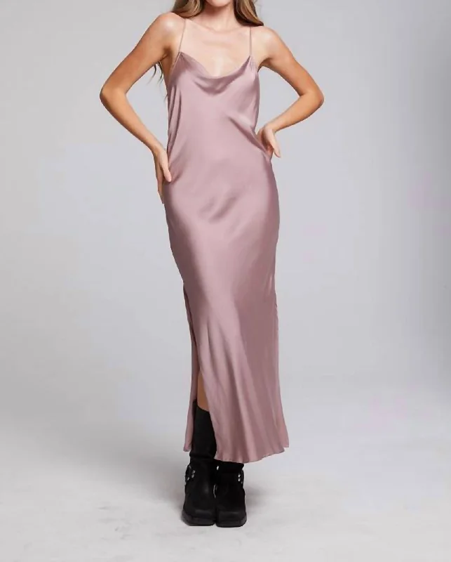 Bleeker Silky Midi Slip Dress In Mauve