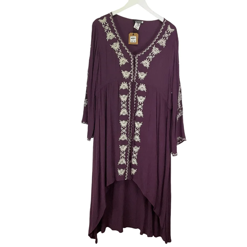 Dress Casual Midi By Earthbound In Purple, Size: Xl