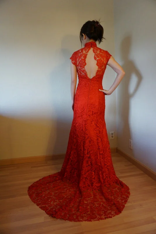 Other Red Lace Qipao Custom Made