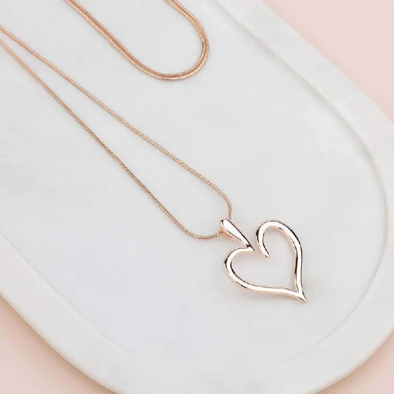 Rose Gold Favorite Heart Long Necklace