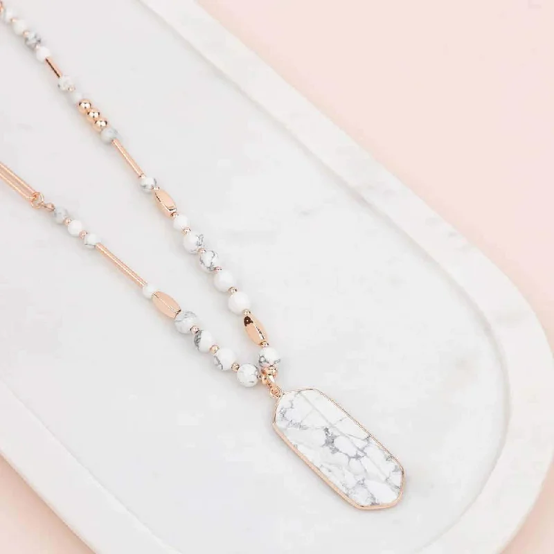 Rose Gold & Howlite Pendant Necklace